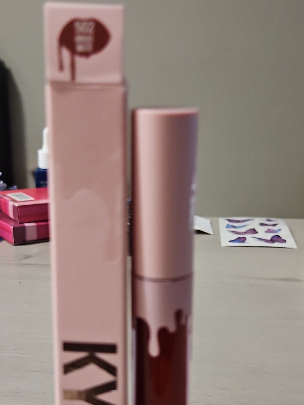 Kylie Cosmetics Pink Tube Liquid Lipstick with Deep Red Shade